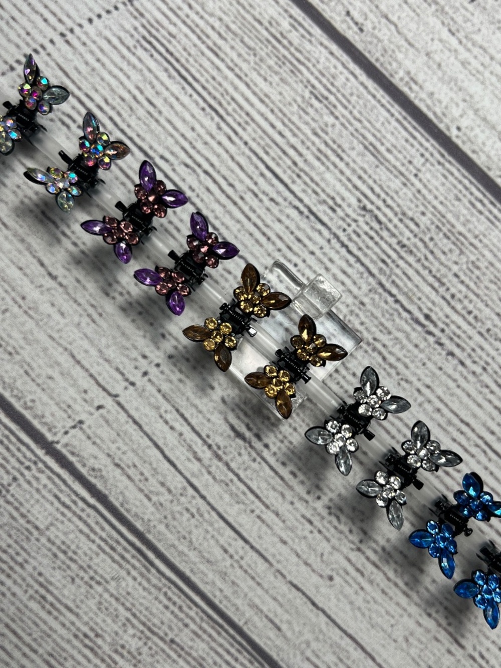 Multi Color Austrian Crystal Mini Hair Clips